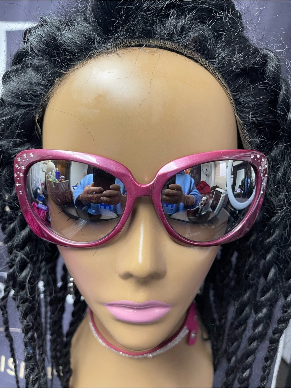 Stylish Pink Rhinestone Cat-Eye Sunglasses